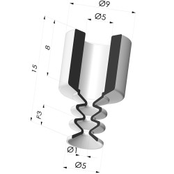 Ventouse 2.5 Soufflets Série 2 Ø 5MM
