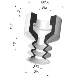 Ventouse 2.5 Soufflets Série 2 Ø 5MM