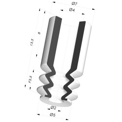 Ventouse 2.5 Soufflets Série 2 Ø 5,2MM
