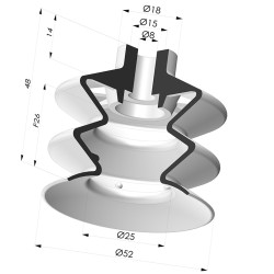 Ventouse 2.5 Soufflets Série 2 Ø 52MM