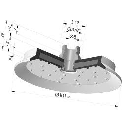 Ventosa Piatta Serie 7SB Ø 101.5MM con Inserto G3/8"
