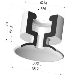 Ventosa plana Série 7PH Ø ​​17 mm
