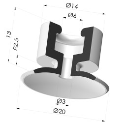 Ventosa plana Série 7PH Ø ​​20 mm