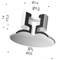 Ventosa plana Série 7PH Ø ​​25 mm
