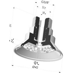 Ventouse Plate Série 7R Ø 42MM