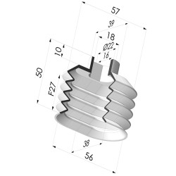 Ventouse Oblongue Série 4PA 56x38MM plus rigide