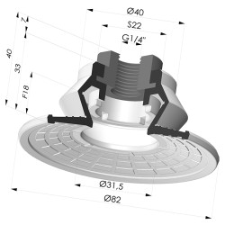 Bellows Suction Cup 1.5 folds Series 8R, Ø 85 mm