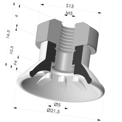 Ventosa Piatta Serie 99 Ø 21.5 mm con Inserto femmina M5