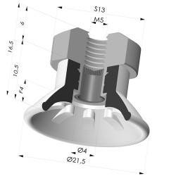 Ventosa Piatta Serie 99 Ø 21.5 mm con Inserto femmina M5 e filtro