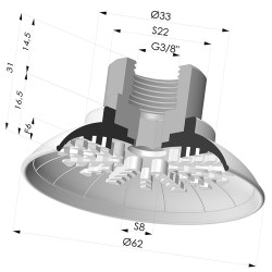 Ventosa Piatta Serie 99 Ø 62 mm con Inserto femmina G3/8"