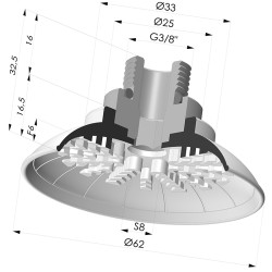 Ventosa Piatta Serie 99 Ø 62 mm con attaco maschio G3/8"