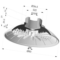 Ventosa Piatta Serie 99 Ø 82.6 mm con Inserto femmina G3/8"