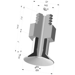 Ventouse Plate Série 9 Ø 9MM