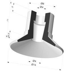Ventouse Plate Série 9 Ø 16MM
