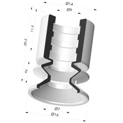 Sauggreifer 1.5 Falten Serie 8 Ø 16MM
