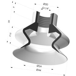 Ventosa 1.5 Fole Série 8A Ø 44MM
