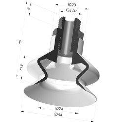 Ventosa 1.5 Fole Série 8A Ø 44MM