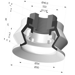 Bellows Suction Cup 1.5 folds Series 8R, Ø 50 mm