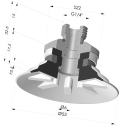 Ventosa Piatta Serie 90 Ø 53MM