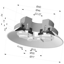 Ventosa Piatta Serie 90 Ø 75MM
