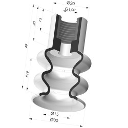 Ventouse 2.5 Soufflets Série 8B Ø 30MM