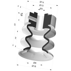 Ventosa 2.5 Soffietti Serie 8TR Ø 18.1MM - Con buco