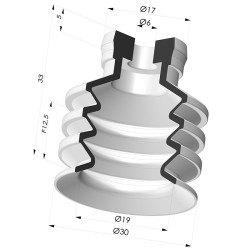 Ventosa 3.5 Soffietti Serie 82SB Ø 30MM