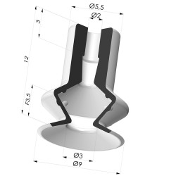Ventosa 1.5 Fuelles Serie 91 Ø 9,2MM