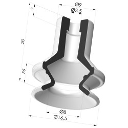 Ventosa 1.5 Fuelles Serie 91 Ø 16,5MM