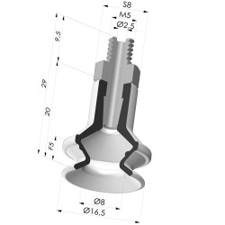 Ventosa 1.5 Fuelles Serie 91 Ø 16,5MM
