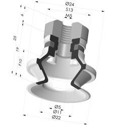 Ventosa 1.5 Fuelles Serie 91 Ø 22.2MM
