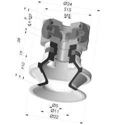 Ventosa 1.5 Fuelles Serie 91 Ø 22.2MM