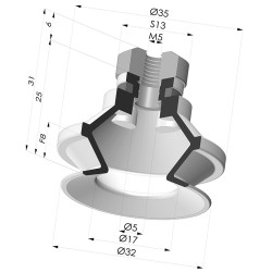 Ventosa 1.5 Fuelles Serie 91 Ø 31.8MM