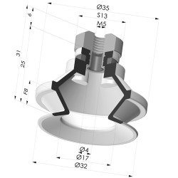 Ventosa 1.5 Fuelles Serie 91 Ø 31.8MM