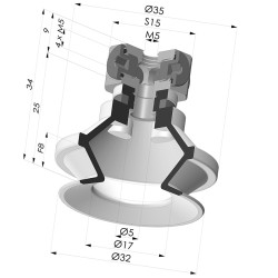 Ventosa 1.5 Fuelles Serie 91 Ø 31.8MM