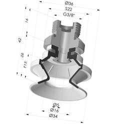 Ventosa 1.5 Fuelles Serie 91 Ø 34MM