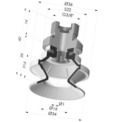Ventosa 1.5 Fuelles Serie 91 Ø 34MM