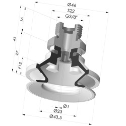 Ventosa 1.5 Fuelles Serie 91 Ø 40MM