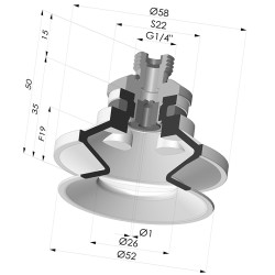 Ventosa 1.5 Fuelles Serie 91 Ø 50MM