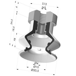 Ventosa 1.5 Fuelles Serie 97B Ø 20.4MM