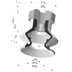 Ventosa 1.5 Fuelles Serie 97C Ø 20.4MM