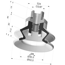 Ventosa 1.5 Fuelles Serie 97C Ø 52.5MM