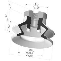 Ventosa 1.5 Fuelles Serie 97C Ø 52.5MM