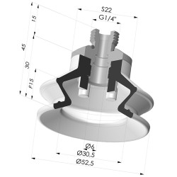 Ventosa 1.5 Fuelles Serie 97C Ø 52.5MM