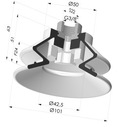 Ventosa  1.5 Fuelles Serie 97C Ø 100MM