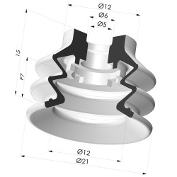 Ventosa 2.5 Soffietti Serie 96B Ø 20MM