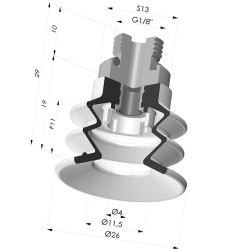 Ventosa 2.5 Soffietti Serie 96B Ø 25MM