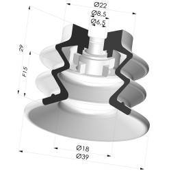 Ventosa 2.5 Soffietti Serie 96B Ø 40MM