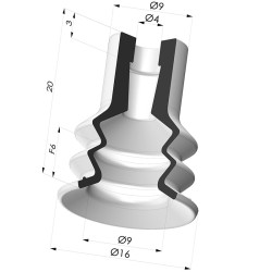 Ventosa 2.5 Fuelles Serie 96C Ø 16MM