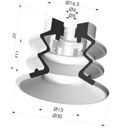 Ventouse 2.5 Soufflets Série 96C Ø 30MM